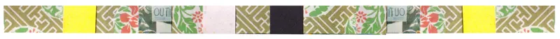 collaged graphic divider made of clippings of patterned fabric